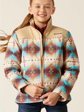 Ariat Girls Crius Insulted Jacket Serrano Southwestern Print L/XL Like New Aztec